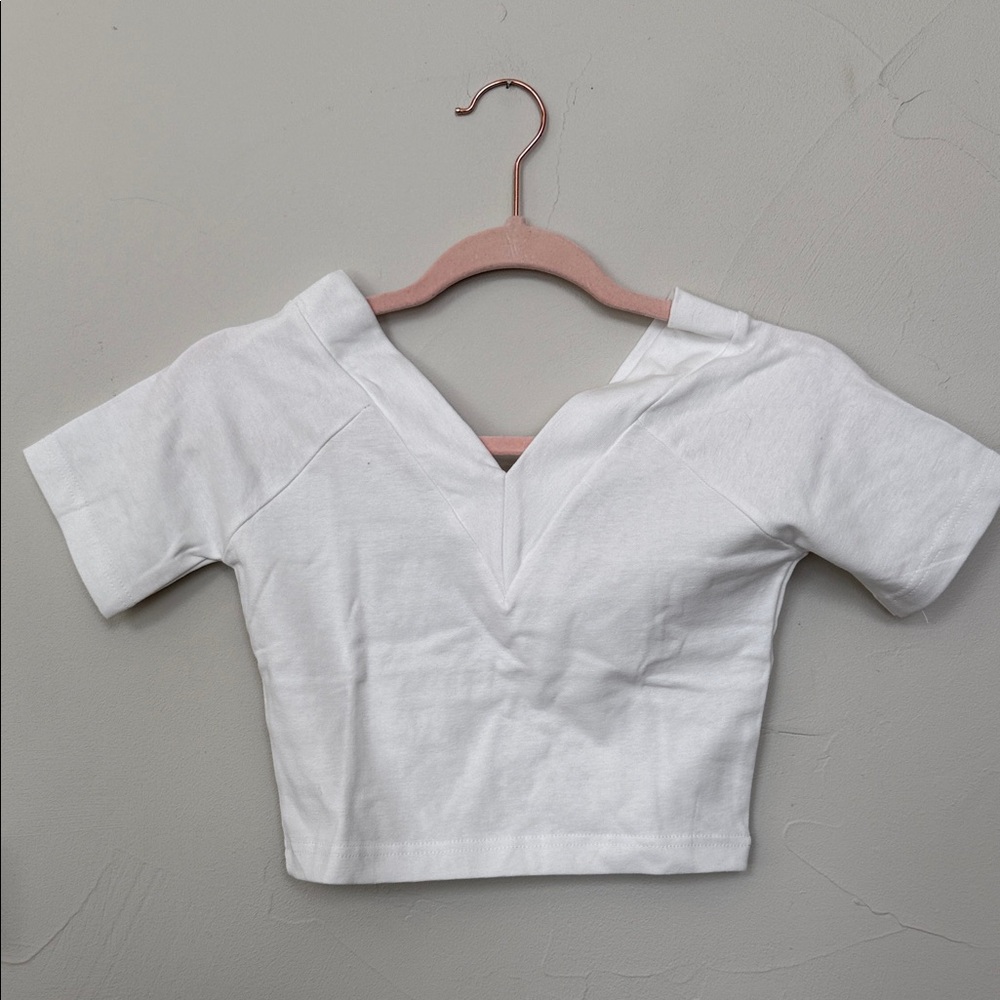 Jump White V-Neck Crop Tee
